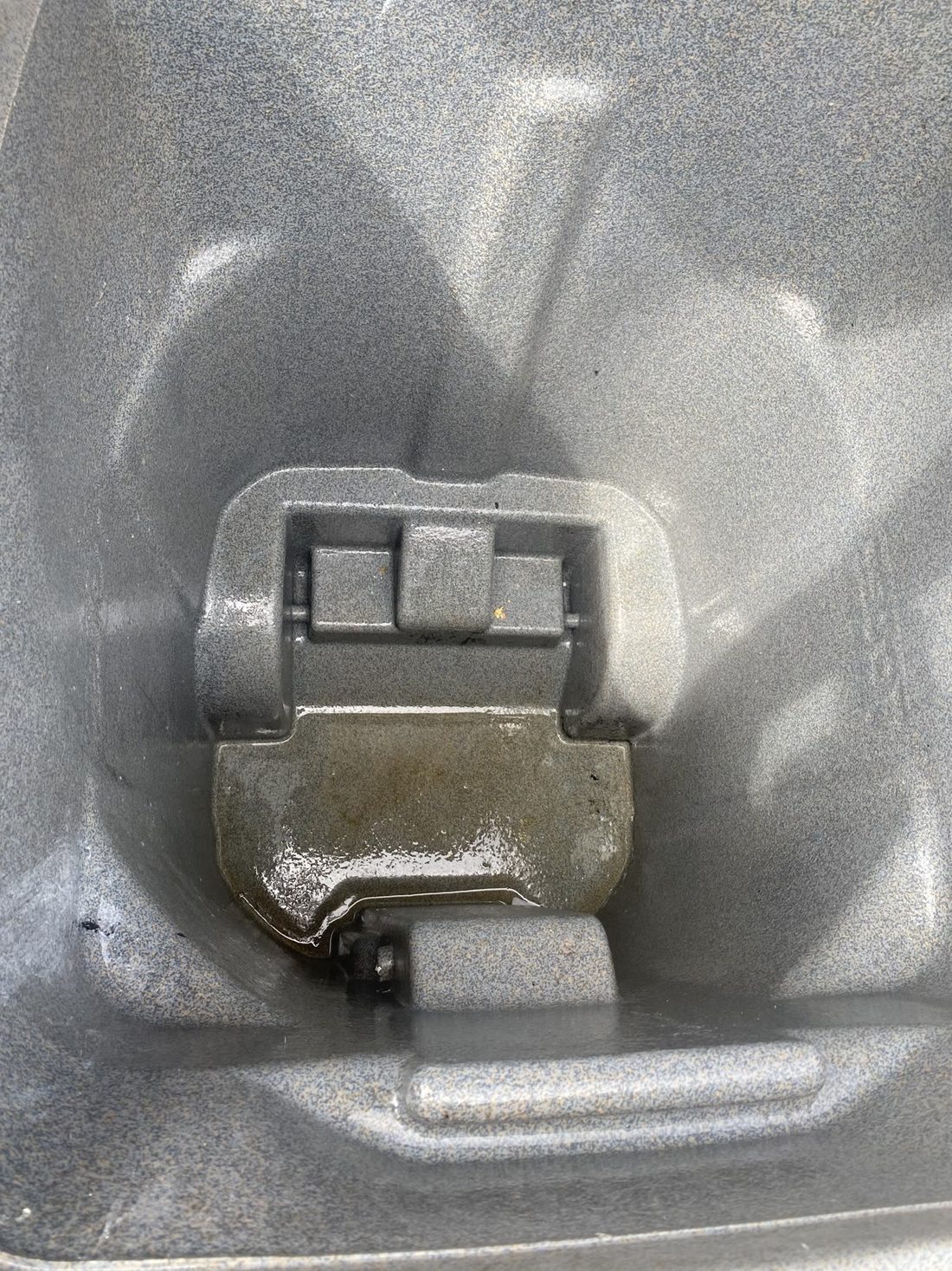 Gray trash can interior after hot water cleaning and sanitizing in Frisco, Texas — Green Clean Machine