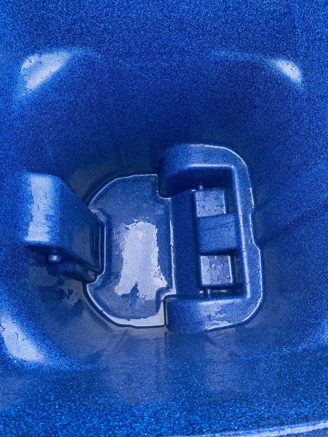 Blue recycling bin interior fully cleaned and sanitized in Allen, Texas — Green Clean Machine