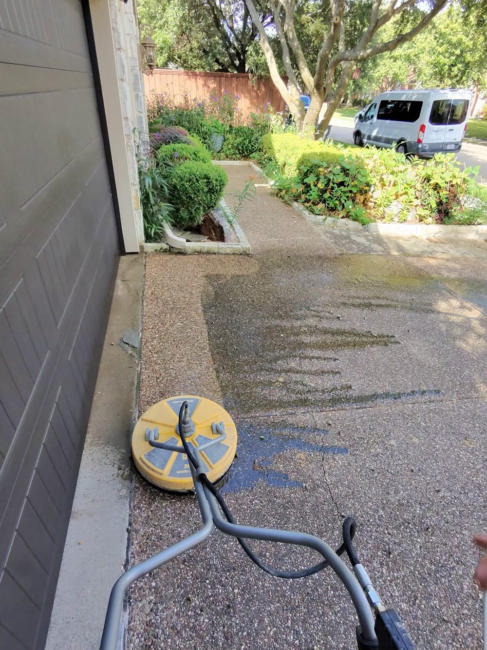 Exposed aggregate driveway pressure washing in Frisco, Texas — Green Clean Machine