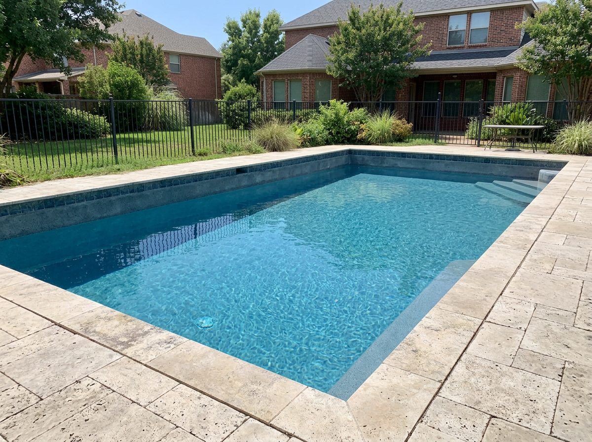 Backyard swimming pool restored to clear blue water after green pool recovery in McKinney, Texas — Green Clean Machine